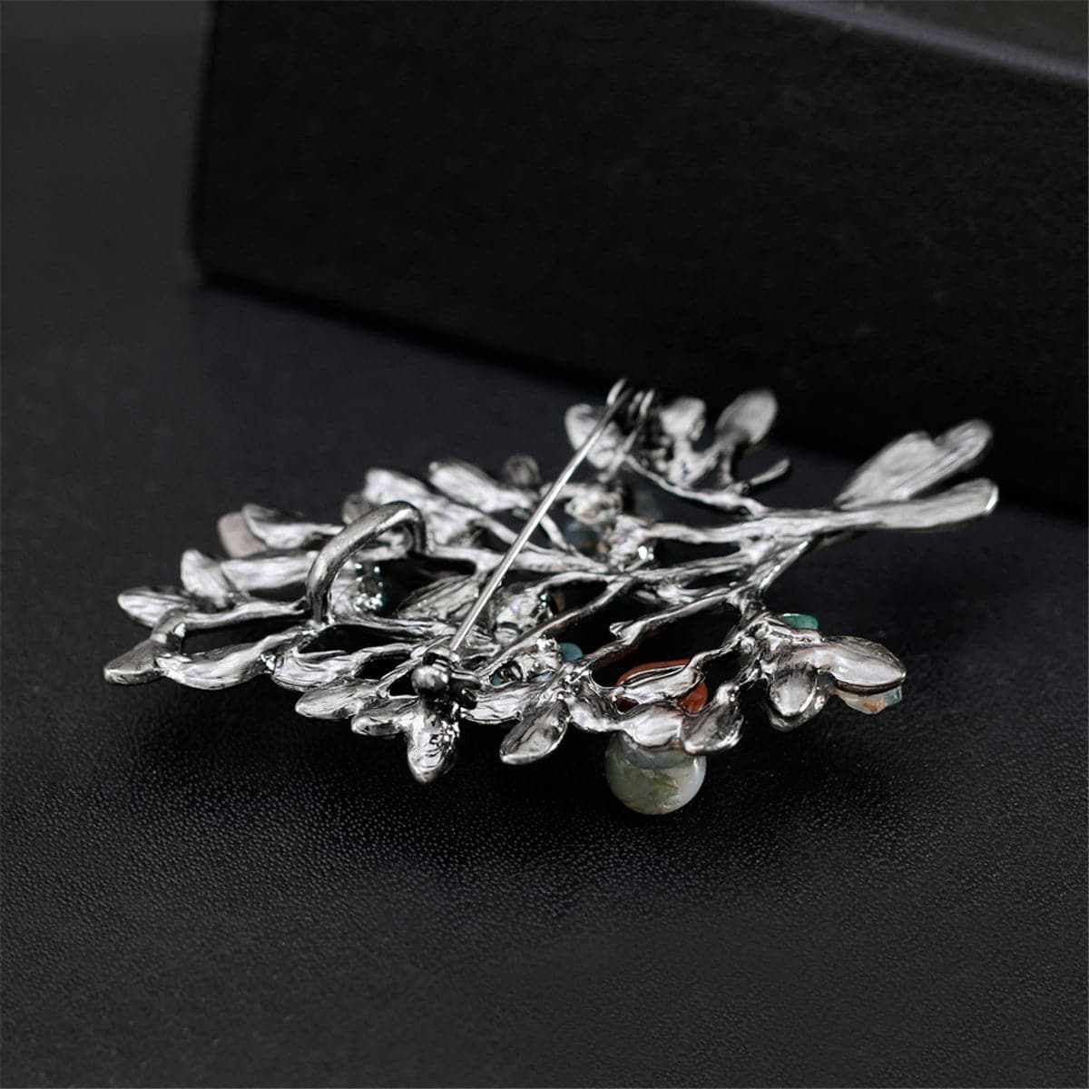 Blue & Pink Cubic Zirconia Two-Tone Botany Brooch