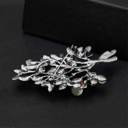Blue & Pink Cubic Zirconia Two-Tone Botany Brooch