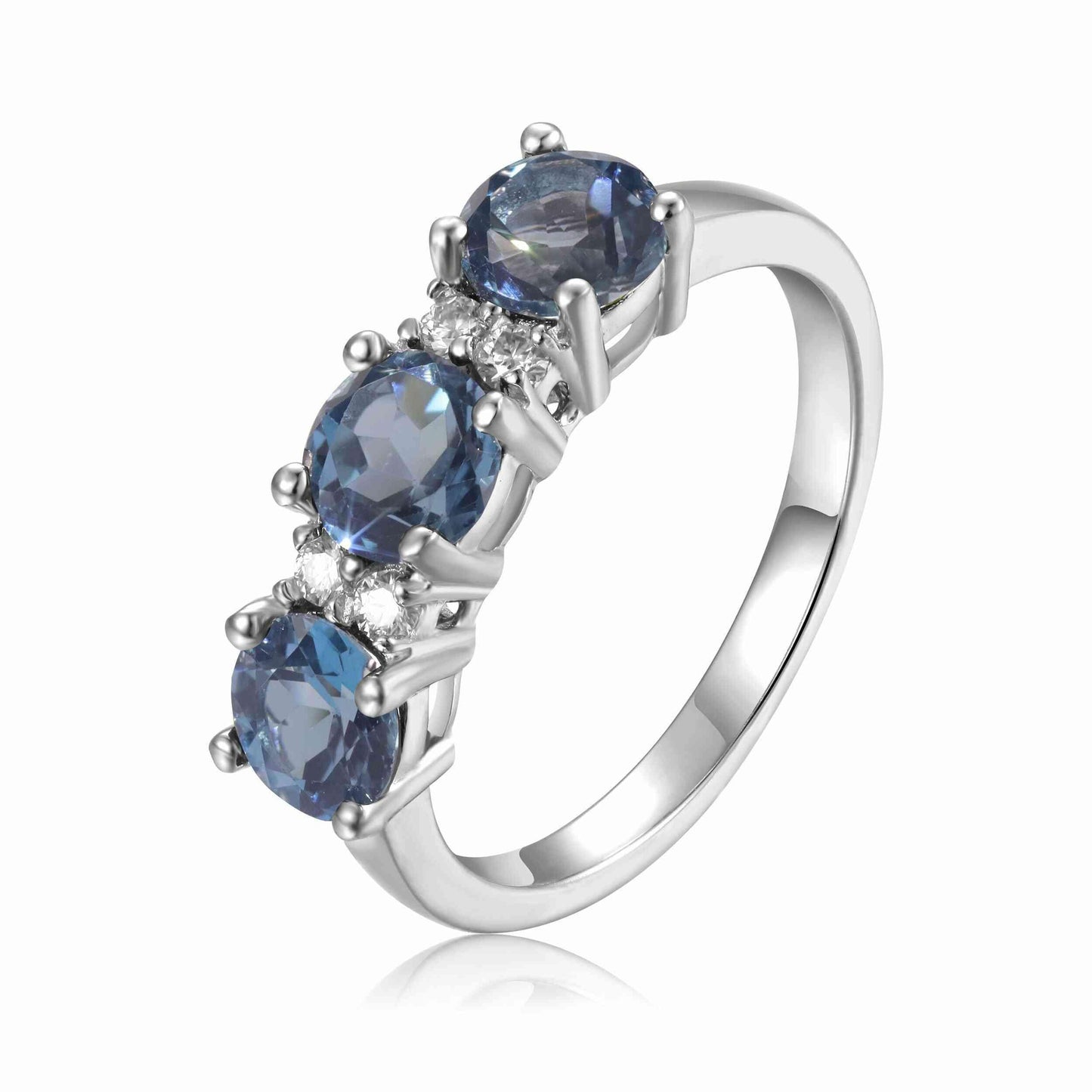 Three Stone London Blue Topaz Ring