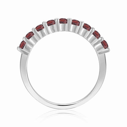 0.90 Ct Round Red Garnet Prong Silver Half Eternity Ring