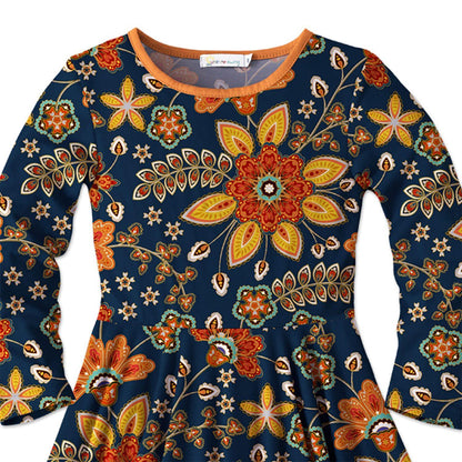 Dark Blue & Orange-