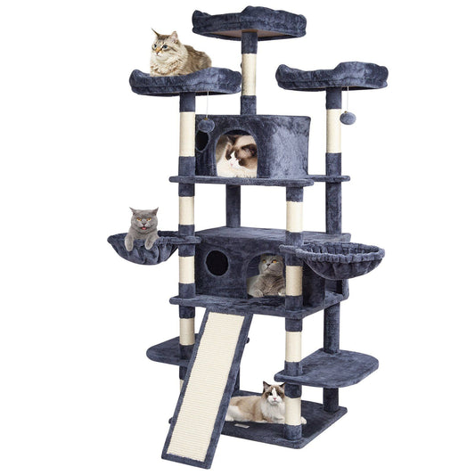 VEVOR Cat Tree 68.5" Cat Tower for Indoor Cats with Cat Condos Scratching Post - Multicolor 2