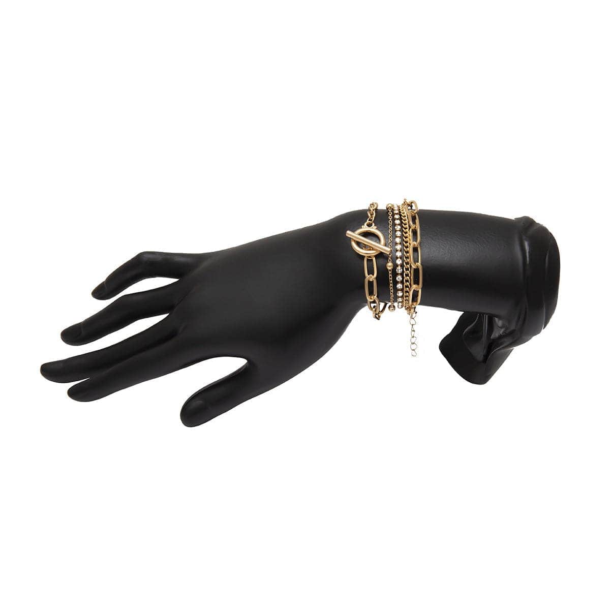 Cubic Zirconia & Goldtone Five-Piece Tennis Figaro Bracelet Set
