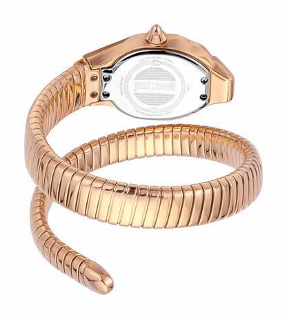 Just CAVALLI Women Watch, Rose Gold Color Case, Silver Dial, Rose Gold Color Stainless Steel Metal Bracelet, 2 Hands, 3 Atm