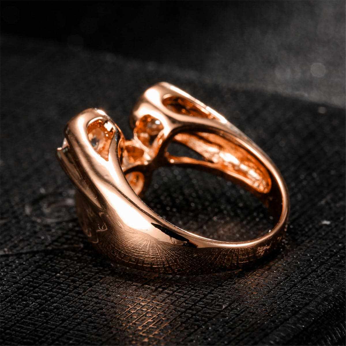 Cubic Zirconia & Rose Goldtone Geometric Ring