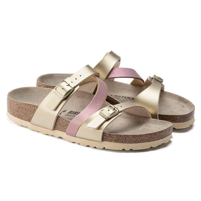 Birkenstock Salina Birko-Flor Suede Leather Gold Sandals