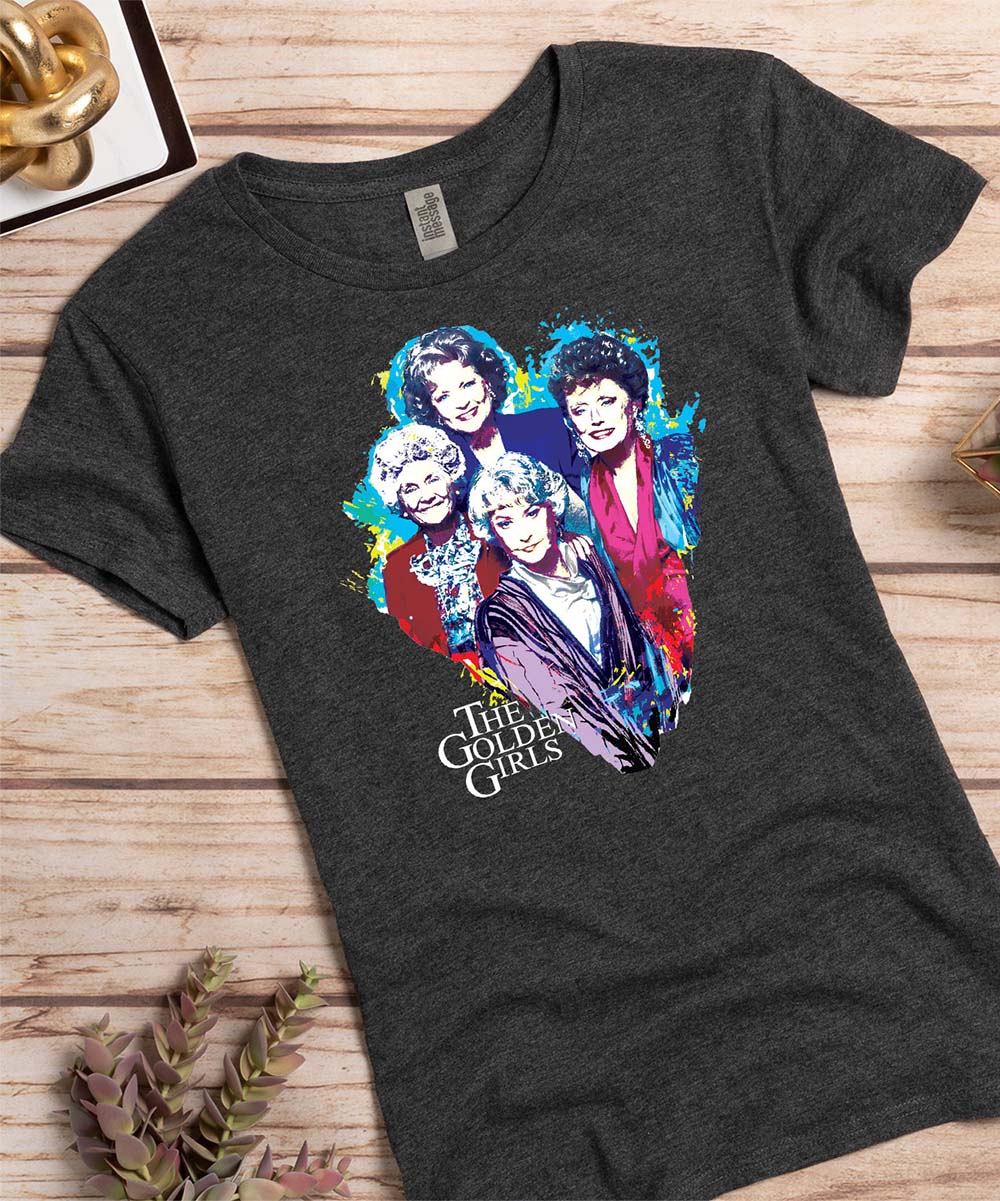 Heather Charcoal The Golden Girls Paint Splatter Group Graphic Tee - W ...