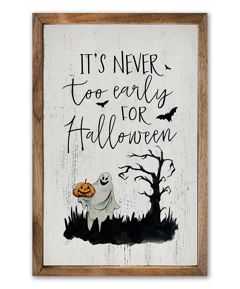 White Ghost With Pumpkin 'It's Never Too Early for Halloween' Framed W ...